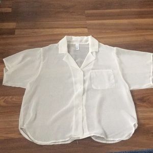 American Apparel White Chiffon Sheer Blouse